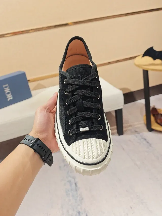 Dior Black White Monogrammed Canvas Suede Accent Lifestyle Sneakers 6