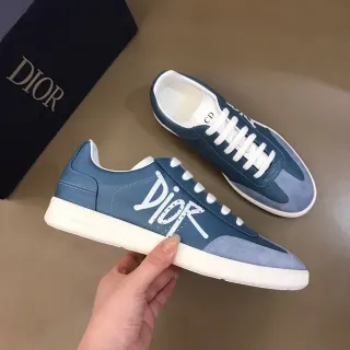 Dior Blue White Low-Top Mixed-Material Lifestyle Sneakers