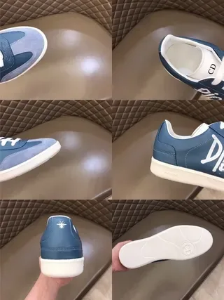 Dior Blue White Low-Top Mixed-Material Lifestyle Sneakers 4