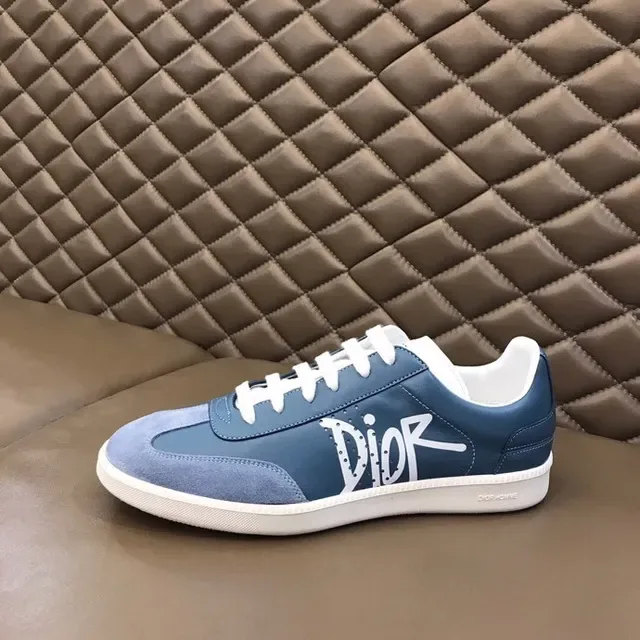 Dior Blue White Low-Top Mixed-Material Lifestyle Sneakers 6