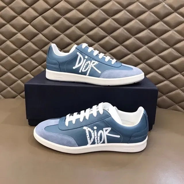 Dior Blue White Low-Top Mixed-Material Lifestyle Sneakers 7