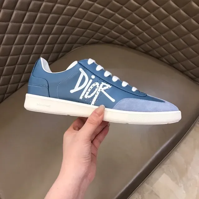 Dior Blue White Low-Top Mixed-Material Lifestyle Sneakers 9