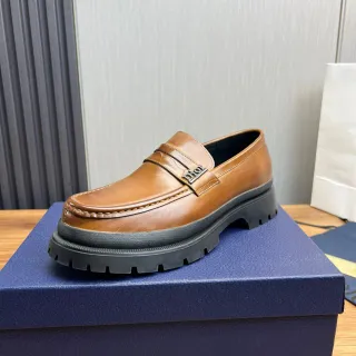 Dior Brown Black Penny Chunky Lug Sole Loafer