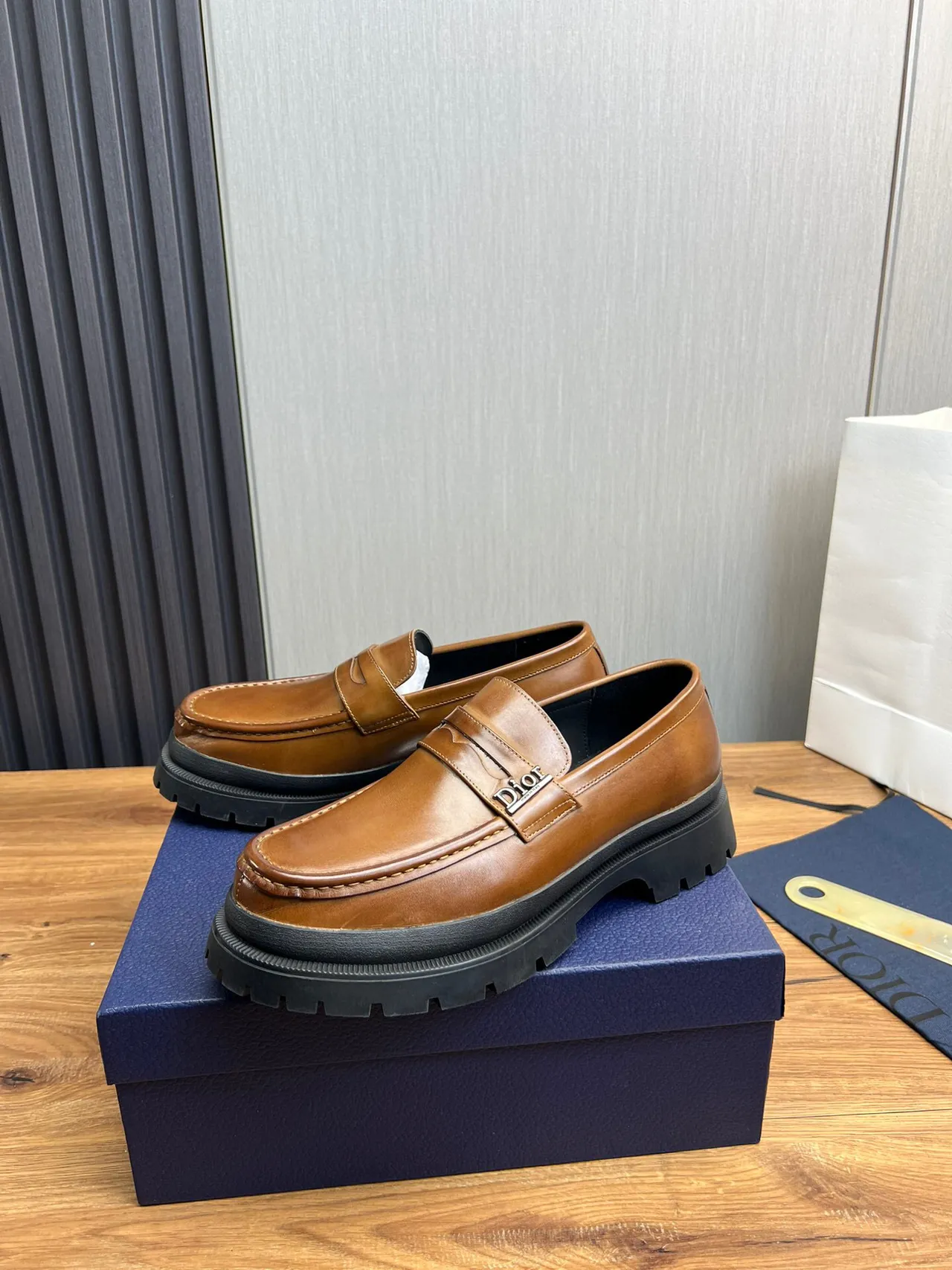 Dior Brown Black Penny Chunky Lug Sole Loafer 3