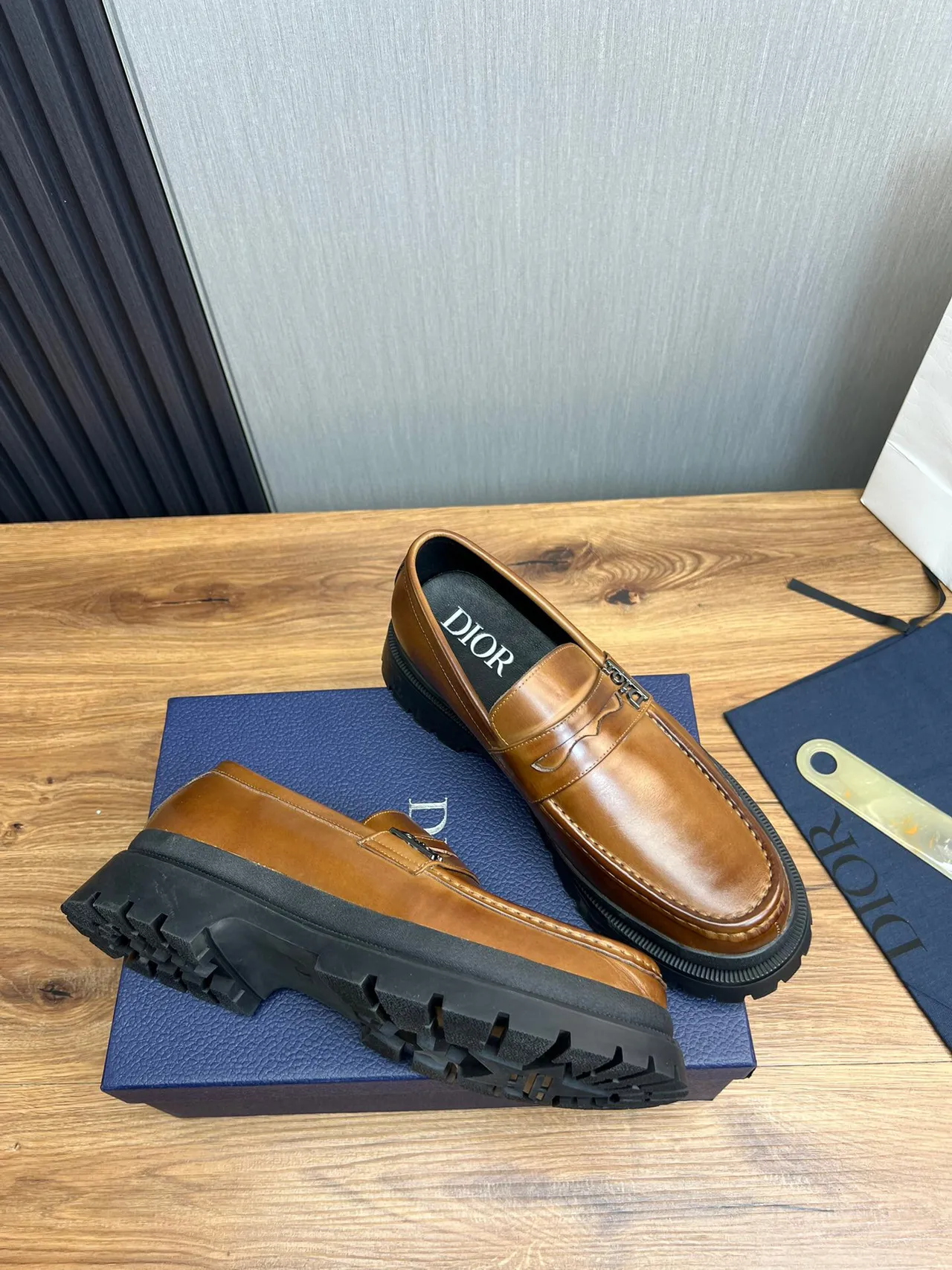 Dior Brown Black Penny Chunky Lug Sole Loafer 5
