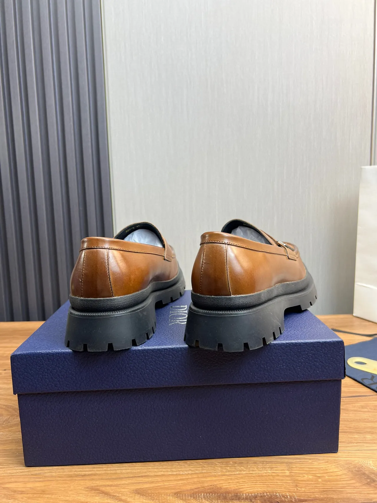 Dior Brown Black Penny Chunky Lug Sole Loafer 6
