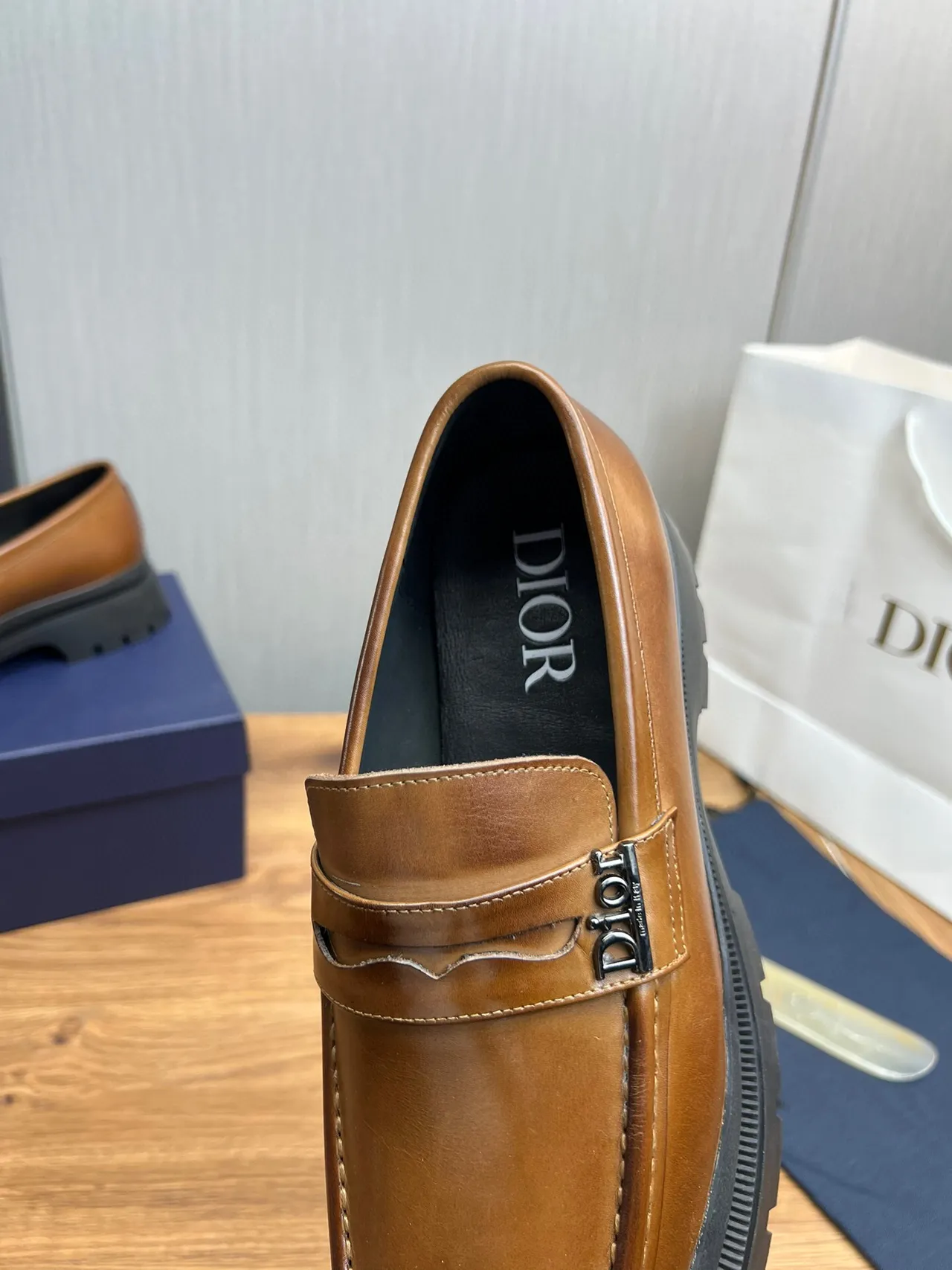 Dior Brown Black Penny Chunky Lug Sole Loafer 9