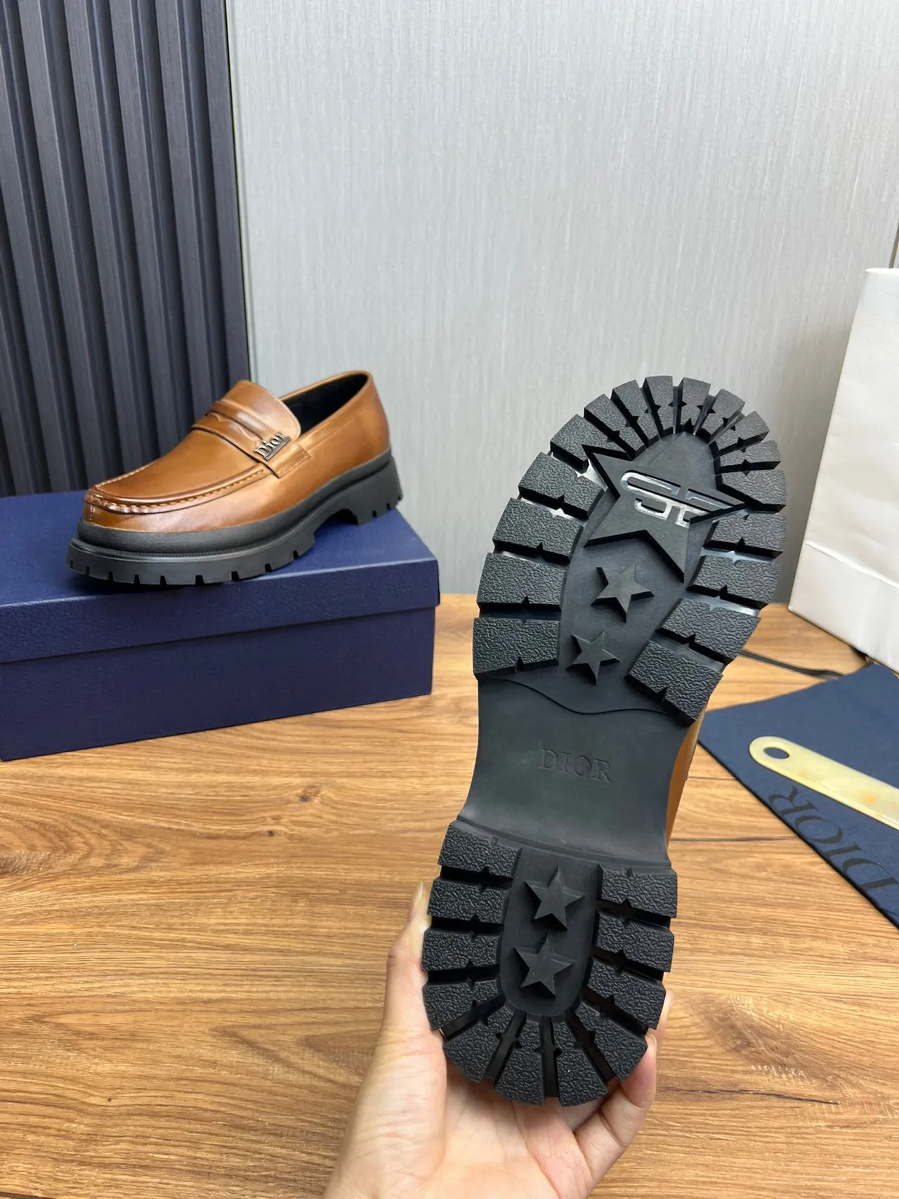 Dior Brown Black Penny Chunky Lug Sole Loafer 10