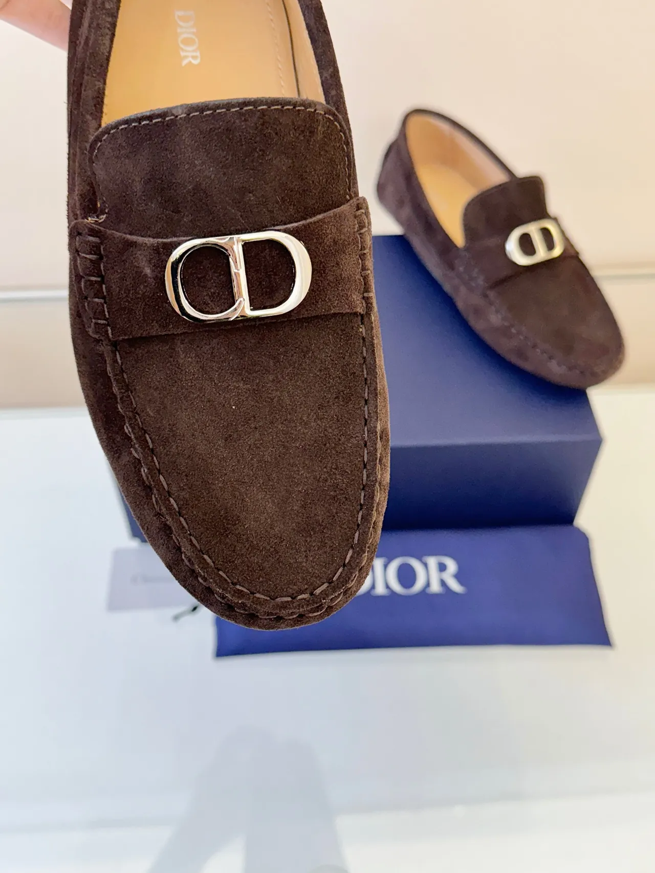 Dior Brown Gold Suede Upper Horsebit Buckle Loafer 3