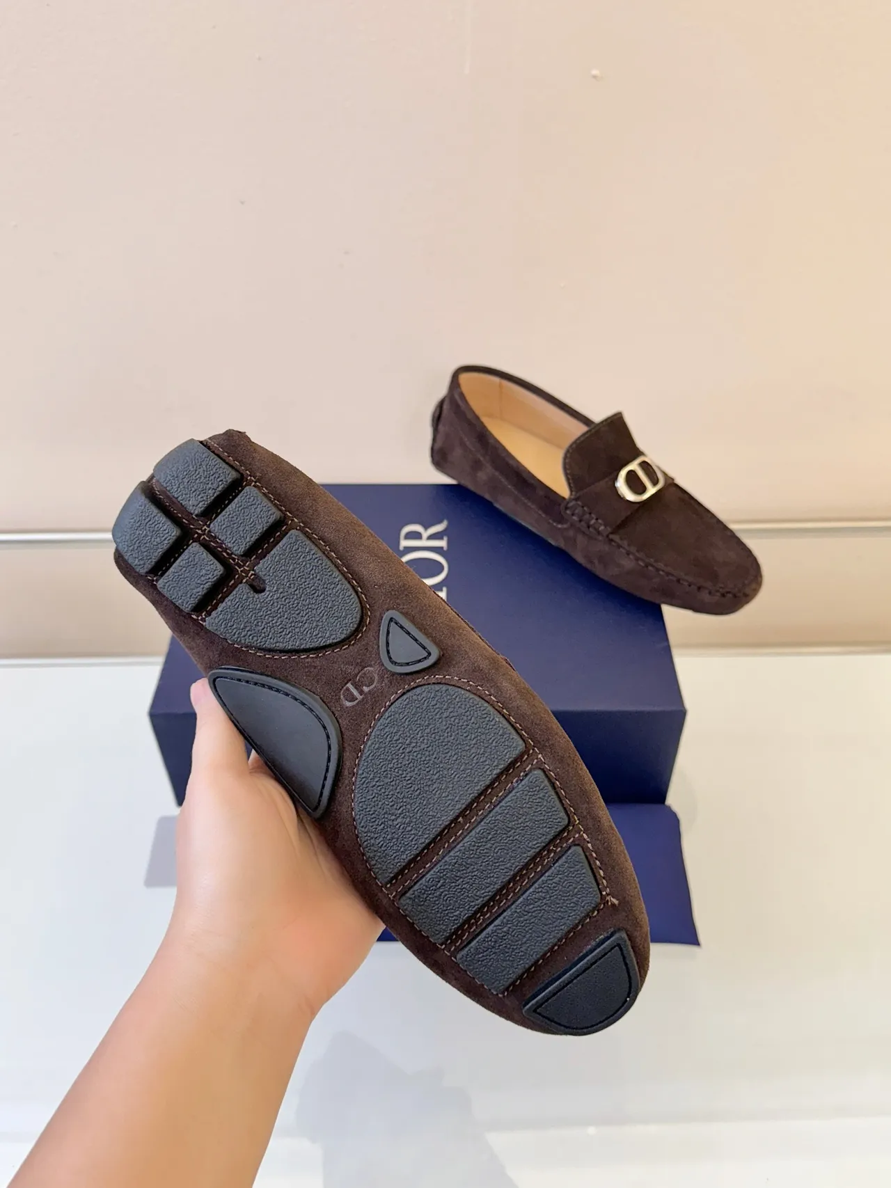Dior Brown Gold Suede Upper Horsebit Buckle Loafer 5