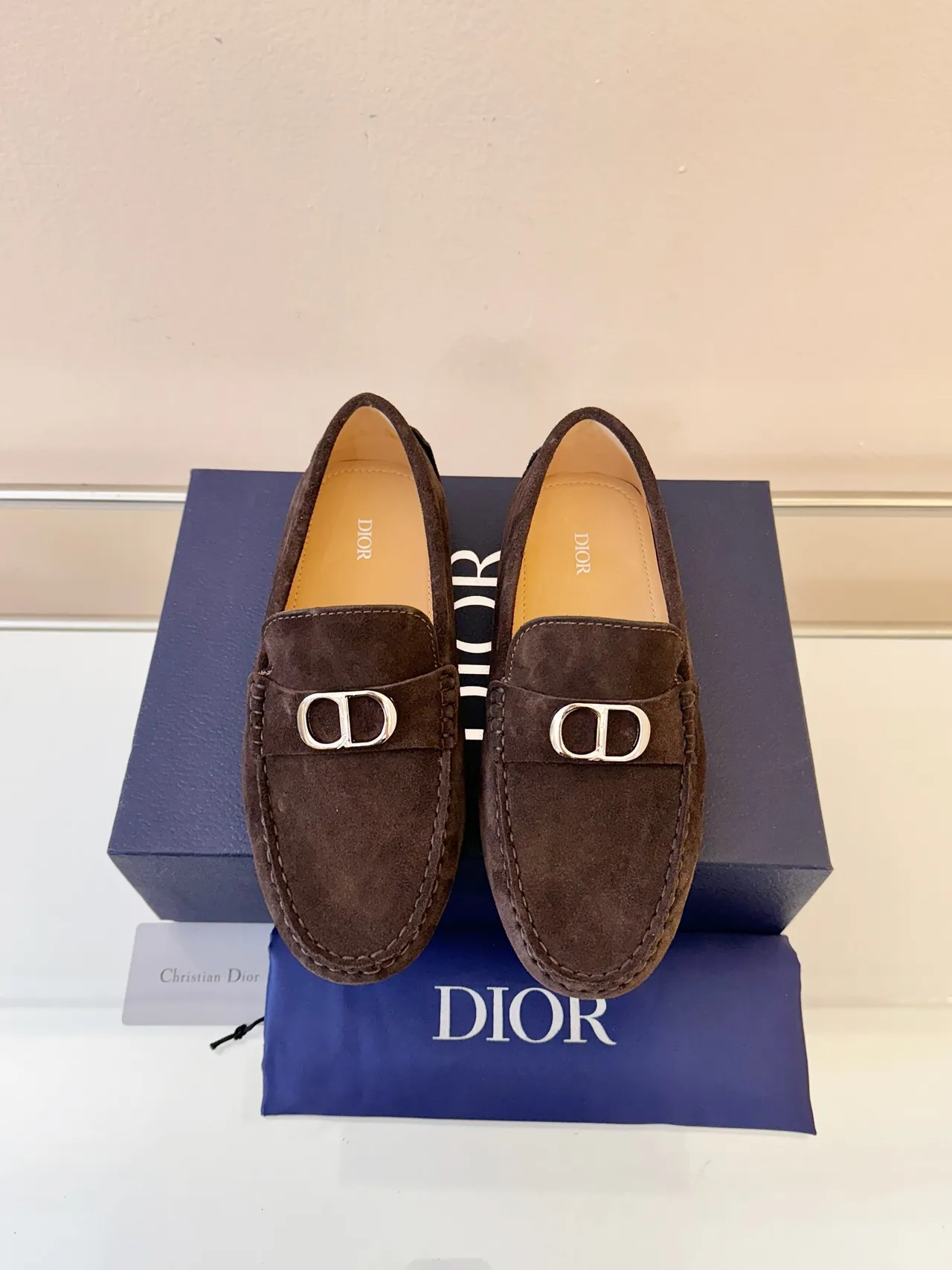 Dior Brown Gold Suede Upper Horsebit Buckle Loafer 6