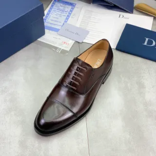 Dior Cap-Toe Brown Polished Leather Oxford Shoes