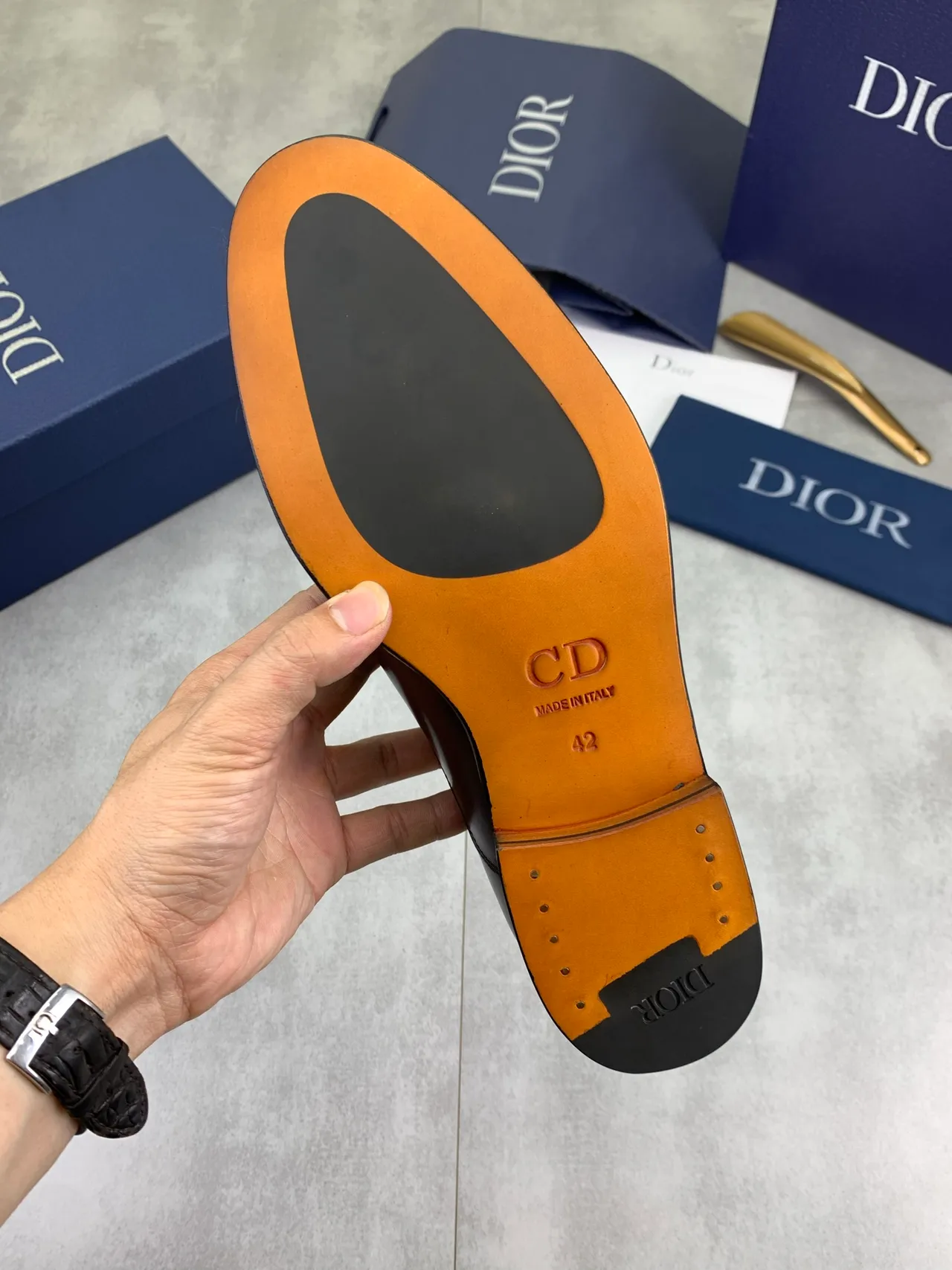 Dior Sapatos Oxford de couro polido marrom com cap-toe 4
