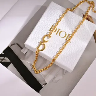 Dior CD Chain Gold-Tone Interlocking Pendant Necklace