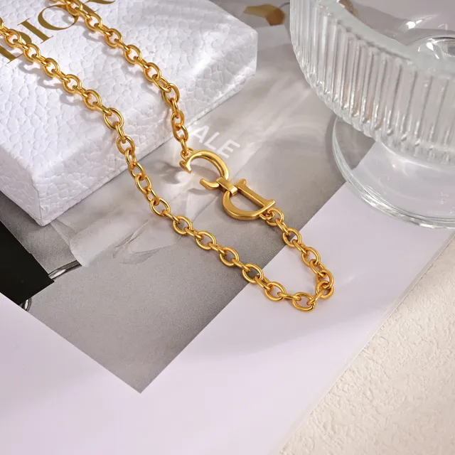 Dior CD শৃঙ্খলা Gold-Tone আন্তঃসংযুক্ত পেন্ডেন্ট মণিহার 2