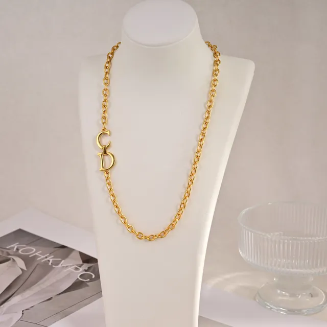 Dior CD শৃঙ্খলা Gold-Tone আন্তঃসংযুক্ত পেন্ডেন্ট মণিহার 7