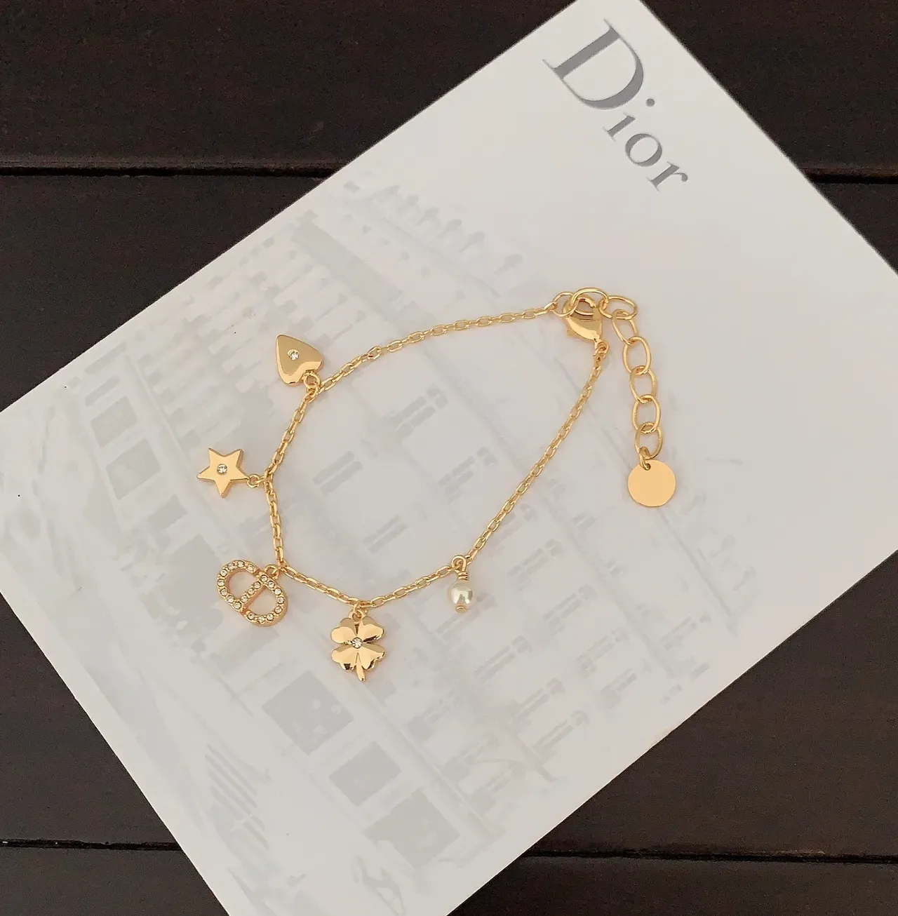 Dior Charms 金白链多魅力吊坠手链 4