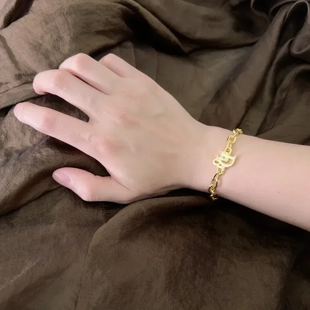 Bracelet Dior Diorama doré chaîne chunky curb-link avec fermoir logo en D 7