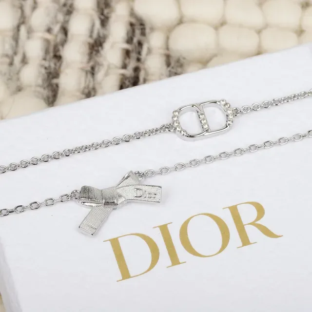 Dior Double-Chain Bow and CD Logo Charm Bracelet 5