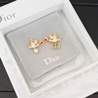 Boucles d'oreilles asymétriques en émail Dior Dove et Rose