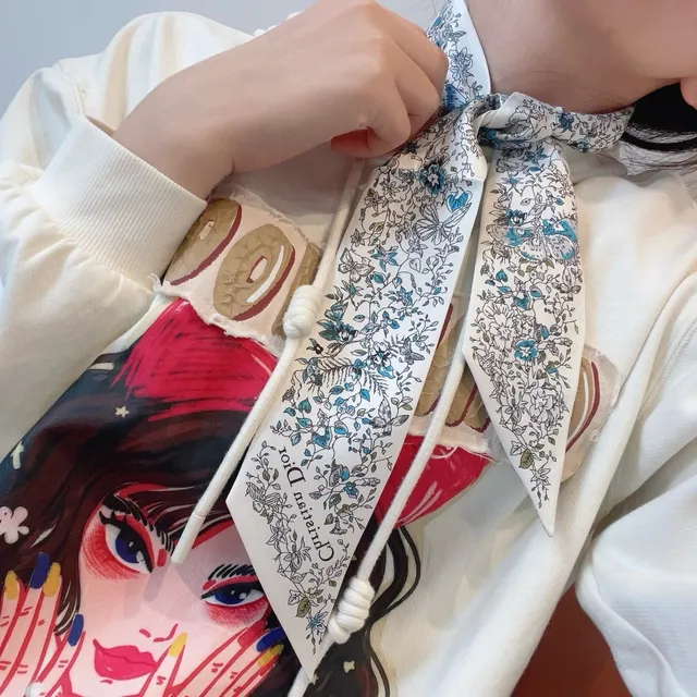 Dior Floral Botanical Print Silk Scarf 6