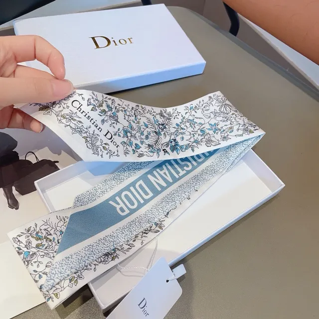 Dior Floral Botanical Print Silk Scarf 8