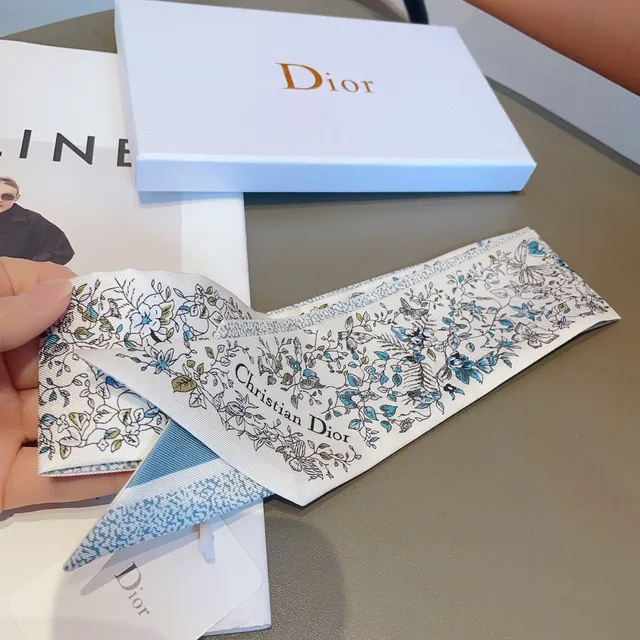 Dior Floral Botanical Print Silk Scarf 9
