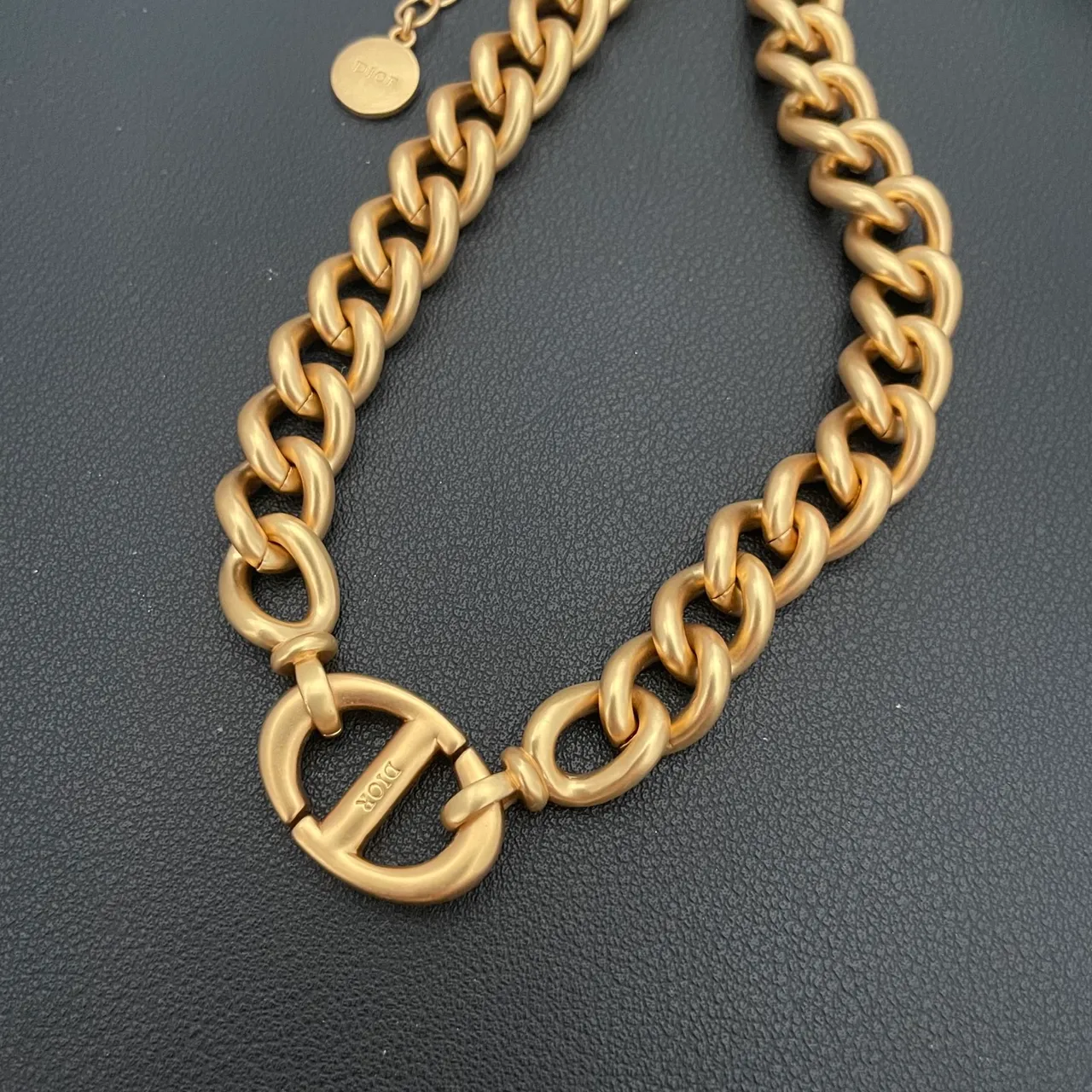Dior Gold Chunky Curb Chain Metal Necklace 5
