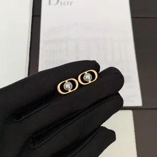 Dior Gold-Tone Oval Pearl Stud Earrings