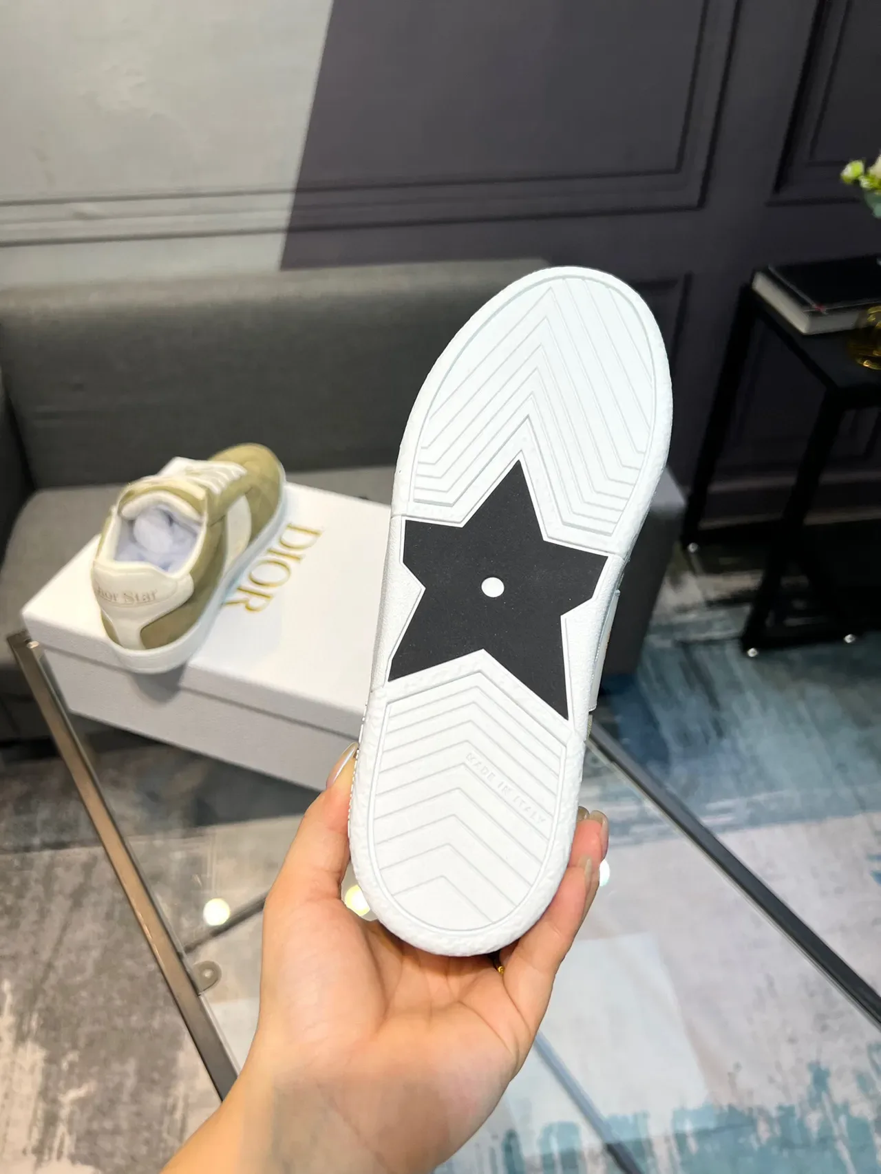 Dior Verde Branco Camurça Superior Detalhe Motivo Estrela Lifestyle Sneakers 6
