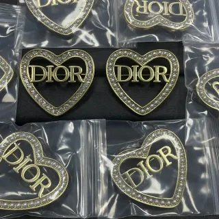 Dior Heart-Shaped Pearl-Beaded Logo Brooches