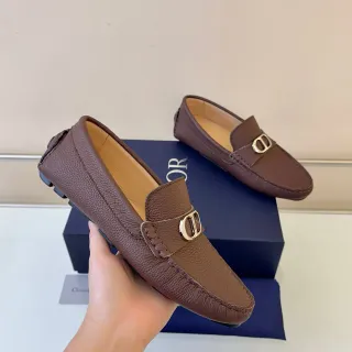 Dior Horsebit 1955 Brown Pebbled Leather Loafers