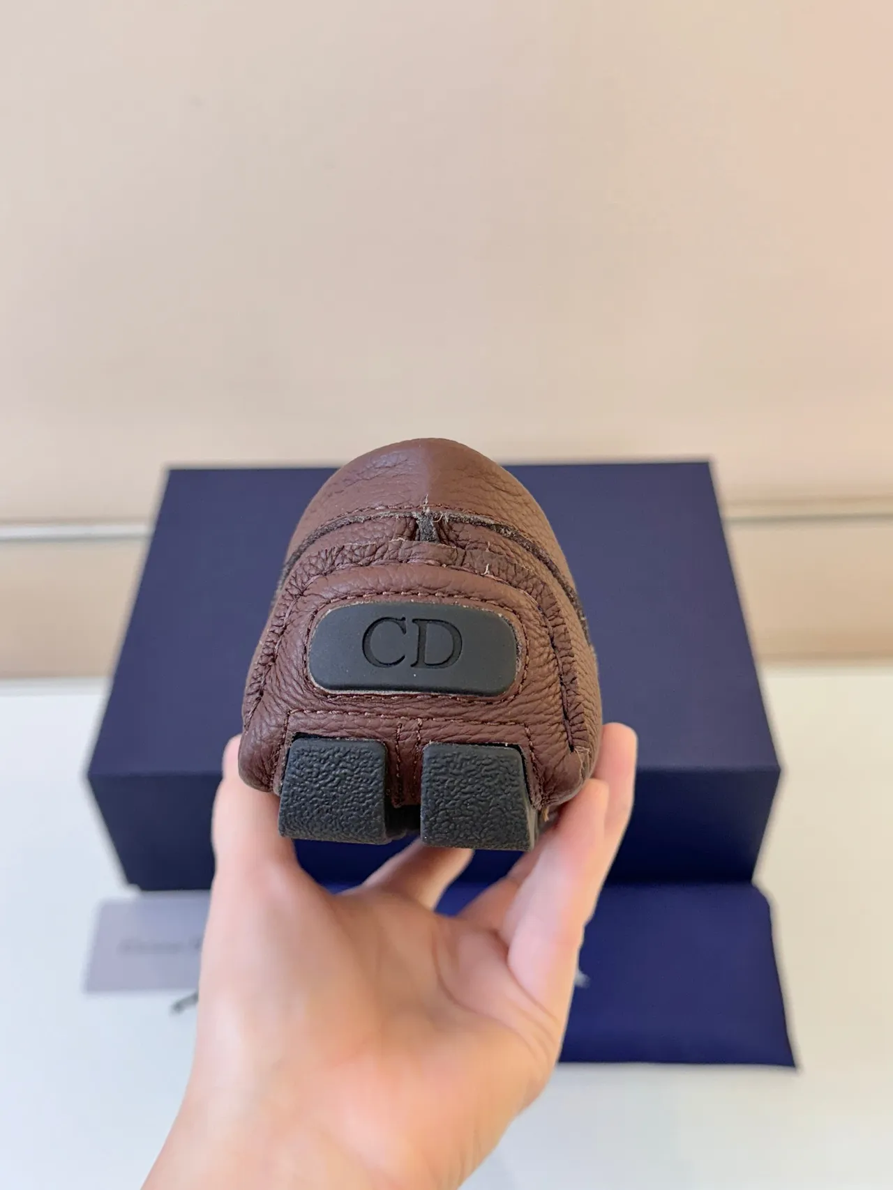 Dior Horsebit 1955 Brown Pebbled Leather Loafers 4