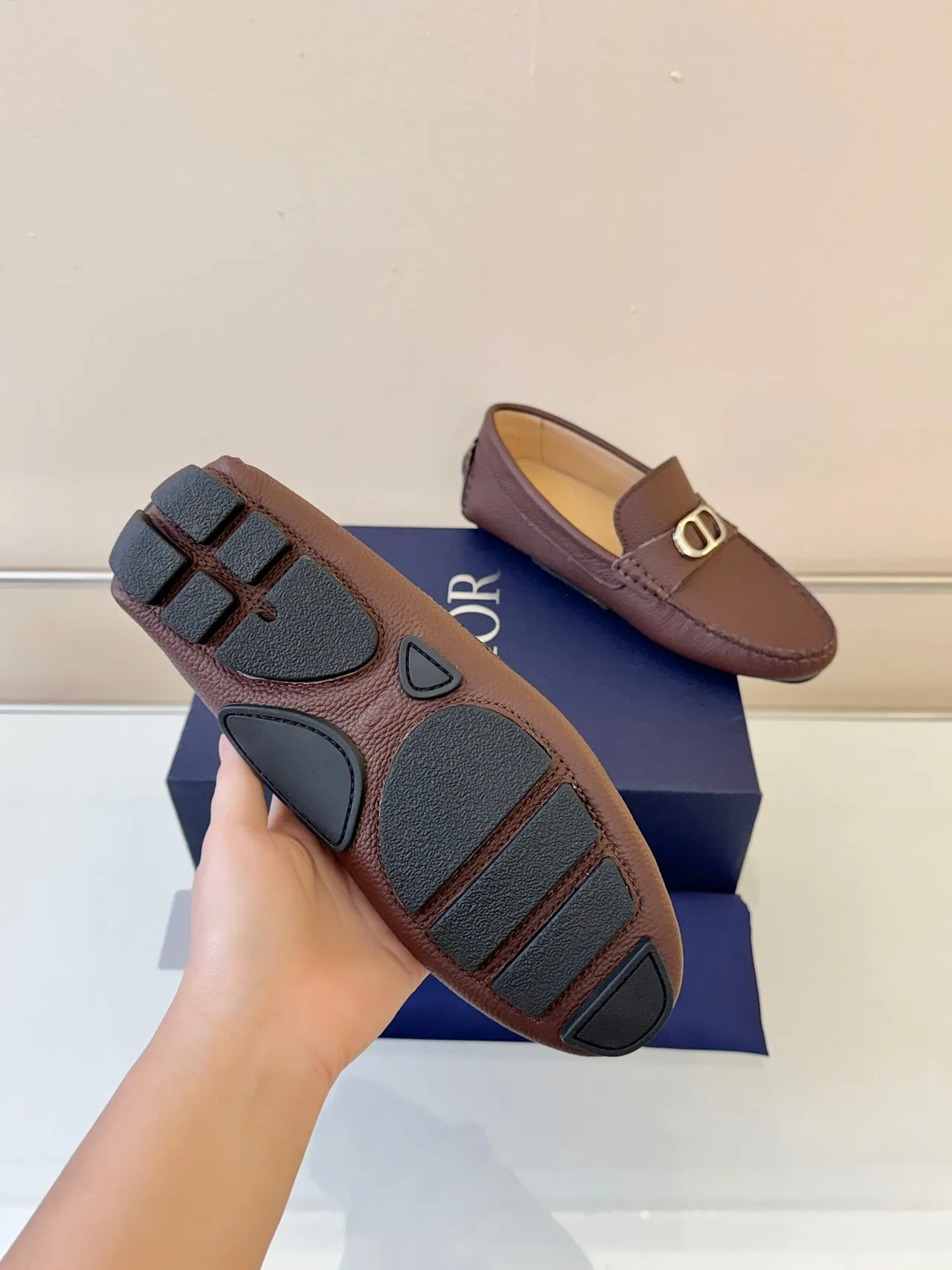 Dior Horsebit 1955 Brown Pebbled Leather Loafers 5