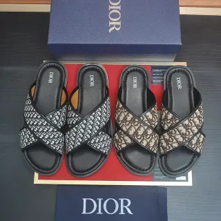 Dior J'Adior काली भूरी क्रॉस स्ट्रैप ओब्लिक मॉनोग्राम सैंडल