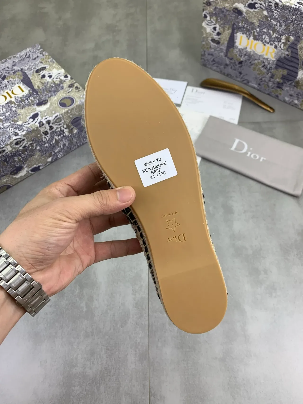 Dior J'Adior Espardeña Beige Black Jacquard Loafers 3