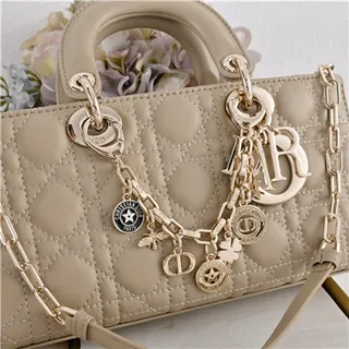 حقيبة توت Dior Lady Dior بورجوندي مقصوصة كاناج مقبض علوي 6