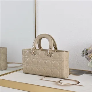 حقيبة توت Dior Lady Dior بورجوندي مقصوصة كاناج مقبض علوي 8
