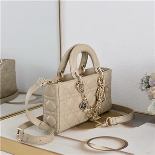 حقيبة توت Dior Lady Dior بورجوندي مقصوصة كاناج مقبض علوي 9