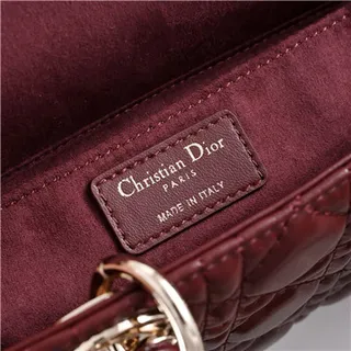 حقيبة توت Dior Lady Dior بورجوندي مقصوصة كاناج مقبض علوي 11