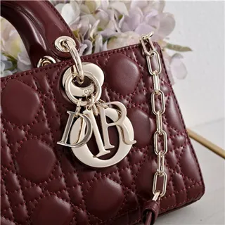 حقيبة توت Dior Lady Dior بورجوندي مقصوصة كاناج مقبض علوي 15