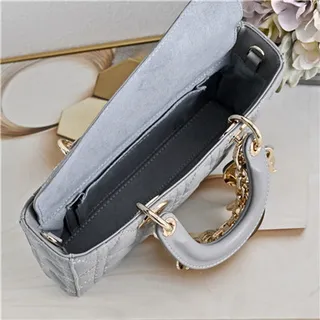 حقيبة توت Dior Lady Dior بورجوندي مقصوصة كاناج مقبض علوي 20