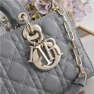 حقيبة توت Dior Lady Dior بورجوندي مقصوصة كاناج مقبض علوي 23