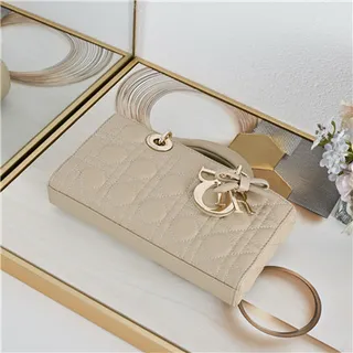 Dior Lady Dior Sac Tote Rose Pâle Matelassé 4