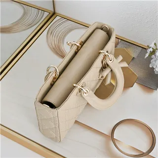 Dior Lady Dior Sac Tote Rose Pâle Matelassé 5