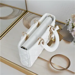 Dior Lady Dior Sac Tote Rose Pâle Matelassé 13