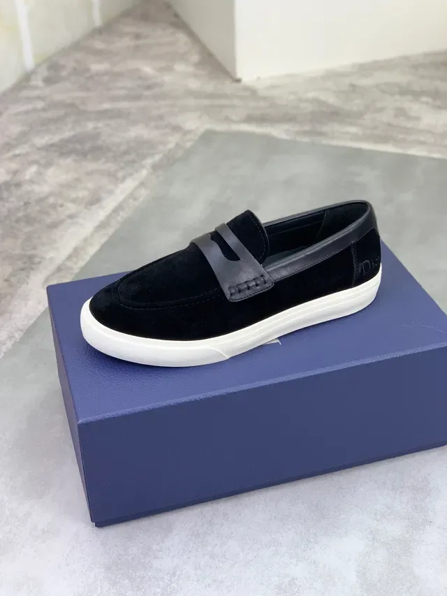Dior Loafer Black Beige Suede Upper Smooth Leather Penny Strap Loafer 4