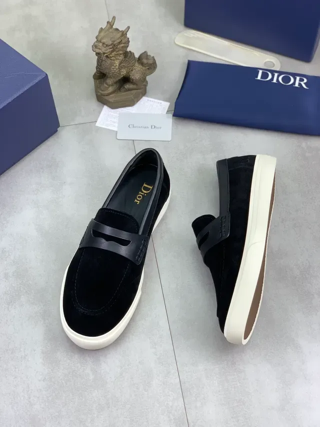 Dior Loafer Black Beige Suede Upper Smooth Leather Penny Strap Loafer 5