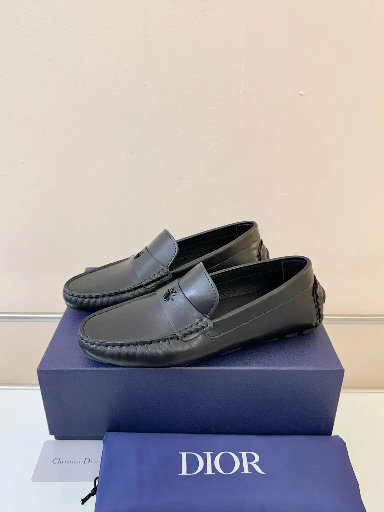 Dior Loafer Black Leather Spider Emblem Penny Loafer 2