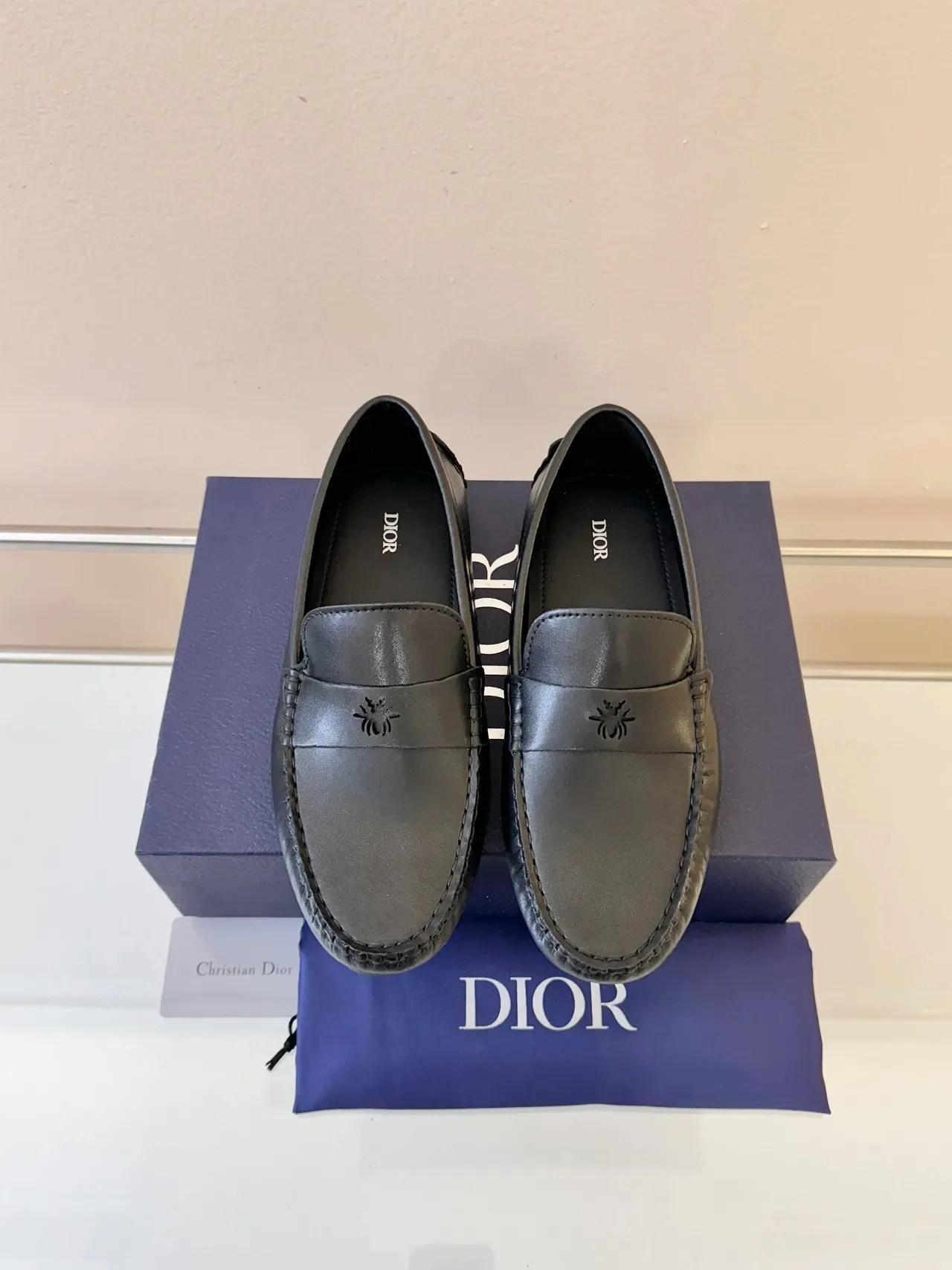 Dior Loafer Black Leather Spider Emblem Penny Loafer 6